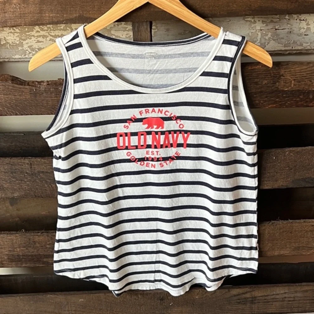 OLD NAVY Girls Tank Top in Black/White Stripe XL